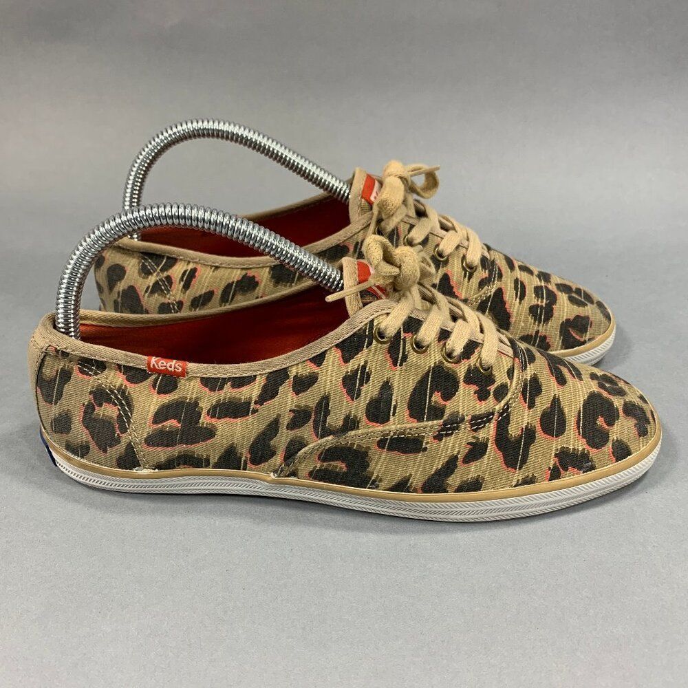 Keds Shoes Women's‎ Size 7.5 Champion Low Lace Canvas Leopard Print Sneakers